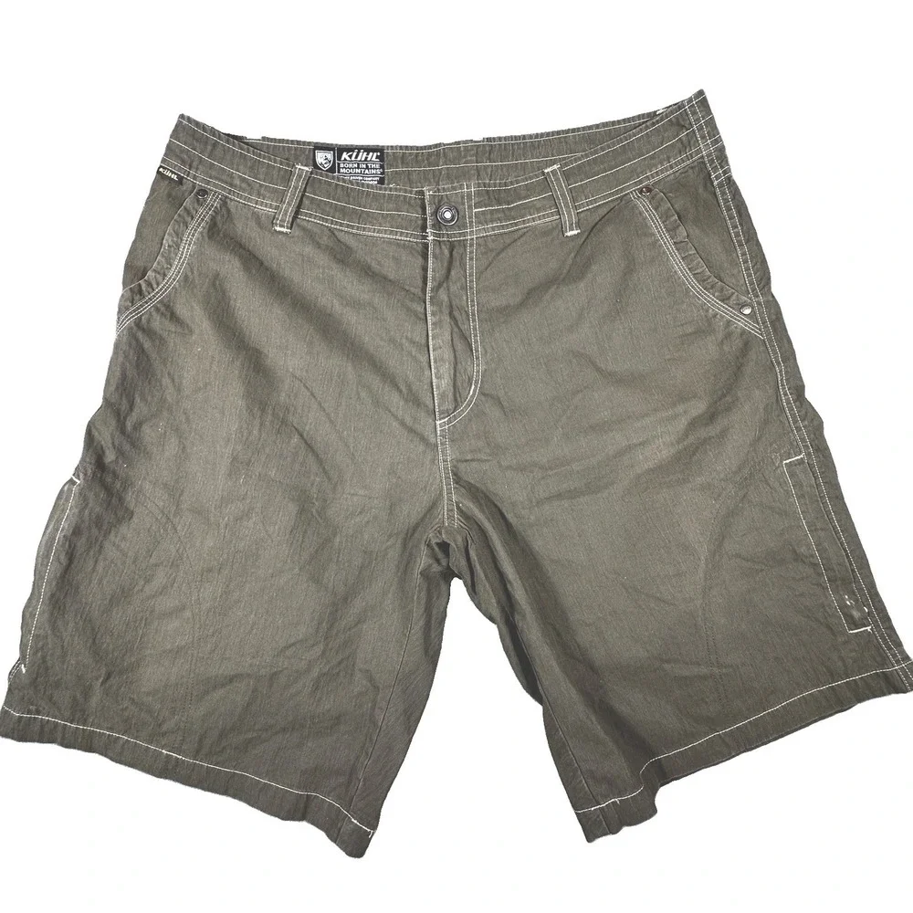 Kuhl Renegade Performance Shorts Men 38 Brown Canvas Hiking Climbing Utility 11